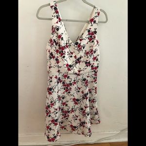 Forever 21 Fit and Flare Sun Dress - White and Red Floral L